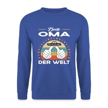 Beste oma der Welt - Unisex Pullover - Royalblau - Vorne - Alina (178cm) & Michal (187cm)
