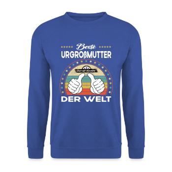 Beste urgroßmutter der Welt - Unisex Pullover - Royalblau - Vorne - Alina (178cm) & Michal (187cm)