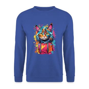 Chat Animal Art I Cool Chat Mignon - Sweat-shirt Unisexe - bleu royal - Devant - Alina (178cm) & Michal (187cm)