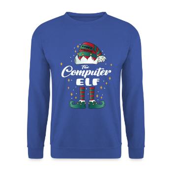 ordinateur elfe drôle famille Noël Noël - Sweat-shirt Unisexe - bleu royal - Devant - Alina (178cm) & Michal (187cm)