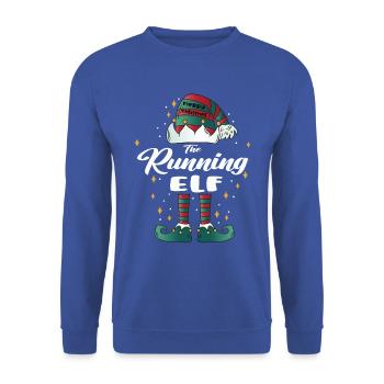 running Elf funny Family Christmas Christmas - Unisex Sweatshirt - royal blue - Front - Alina (178cm) & Michal (187cm)