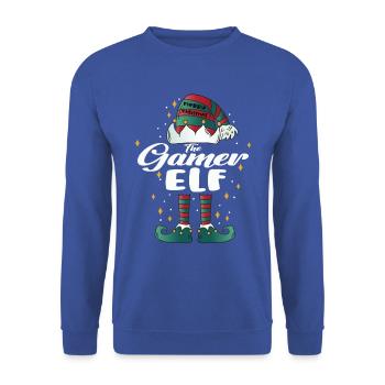 gamer Elf funny Family Christmas Weihnachten - Unisex Pullover - Royalblau - Vorne - Alina (178cm) & Michal (187cm)