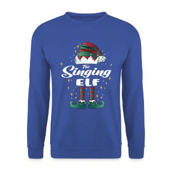 singing Elf funny Family Christmas Weihnachten - Unisex Pullover - Royalblau - Vorne - Alina (178cm) & Michal (187cm)
