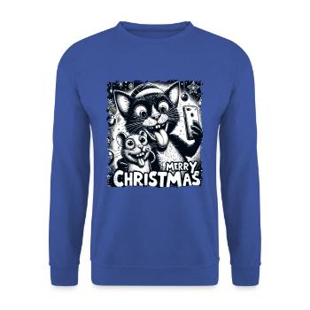 Chat et souris Selfie Joyeux Noël Drôle - Sweat-shirt Unisexe - bleu royal - Devant - Alina (178cm) & Michal (187cm)