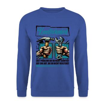 Kunstschmied Beruf mit lustigen Spruch - Unisex Pullover - Royalblau - Vorne - Alina (178cm) & Michal (187cm)