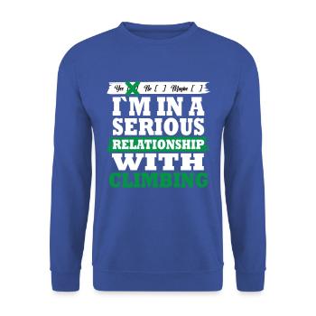 Climbing My serious relationship funny - Unisex Pullover - Royalblau - Vorne - Alina (178cm) & Michal (187cm)