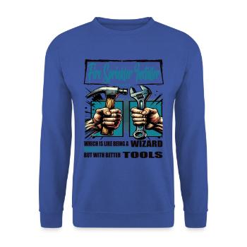 Installateur de gicleurs d’incendie Profession Dire Ouvrier - Sweat-shirt Unisexe - bleu royal - Devant - Alina (178cm) & Michal (187cm)