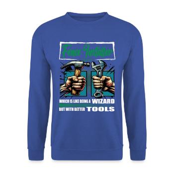 Profession d’installateur de clôtures disant ouvrier - Sweat-shirt Unisexe - bleu royal - Devant - Alina (178cm) & Michal (187cm)