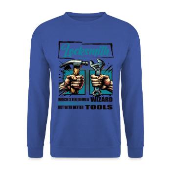 Locksmith Profession Saying Worker - Unisex Sweatshirt - royal blue - Front - Alina (178cm) & Michal (187cm)