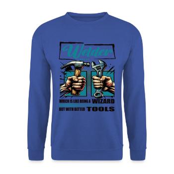 Upholsterer Profession Saying Worker - Unisex Sweatshirt - royal blue - Front - Alina (178cm) & Michal (187cm)