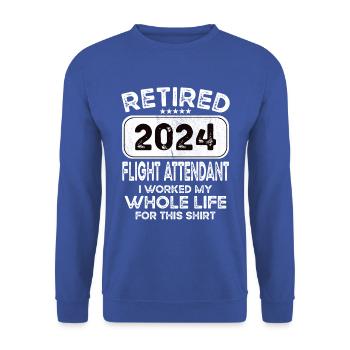 Retired Flight attendant 2024 - Unisex Pullover - Royalblau - Vorne - Alina (178cm) & Michal (187cm)