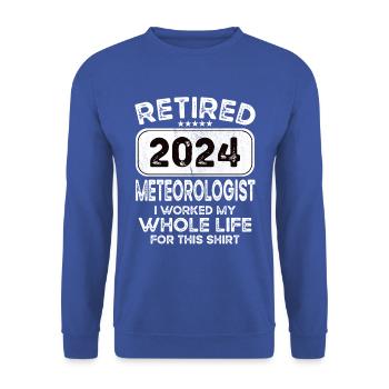 Retired Meteorologist 2024 - Unisex Pullover - Royalblau - Vorne - Alina (178cm) & Michal (187cm)