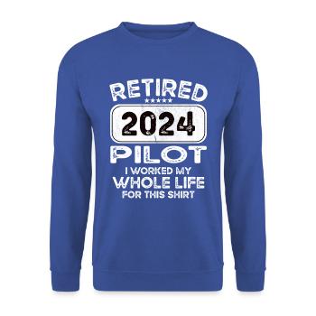 Pilote retraité 2024 - Sweat-shirt Unisexe - bleu royal - Devant - Alina (178cm) & Michal (187cm)