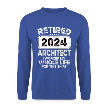 Retired Architect 2024 - Unisex Sweatshirt - royal blue - Front - Alina (178cm) & Michal (187cm)