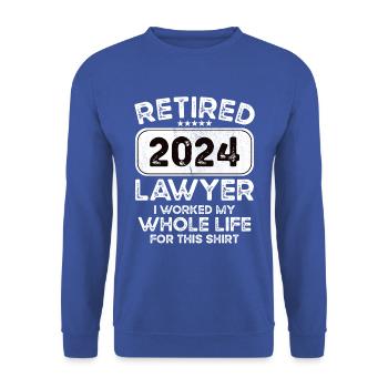 Retired Lawyer 2024 - Unisex Pullover - Royalblau - Vorne - Alina (178cm) & Michal (187cm)