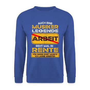 Musiker lustiges Rente Pension - Unisex Pullover - Royalblau - Vorne - Alina (178cm) & Michal (187cm)
