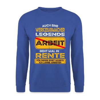 Werkzeugmacher lustiges Rente Pension - Unisex Pullover - Royalblau - Vorne - Alina (178cm) & Michal (187cm)