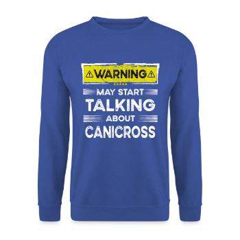 Talking about Canicross funny - Unisex Pullover - Royalblau - Vorne - Alina (178cm) & Michal (187cm)