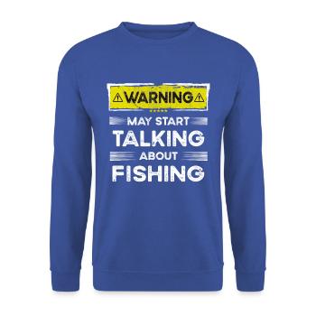 Talking about Fishing funny - Unisex Pullover - Royalblau - Vorne - Alina (178cm) & Michal (187cm)