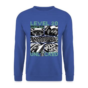 Geburtstag Level 20 freigeschaltet Gaming & Zocker - Unisex Pullover - Royalblau - Vorne - Alina (178cm) & Michal (187cm)