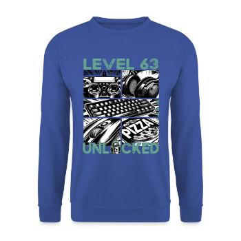 Birthday Level 63 Unlocked Gaming & Gamblers - Unisex Sweatshirt - royal blue - Front - Alina (178cm) & Michal (187cm)