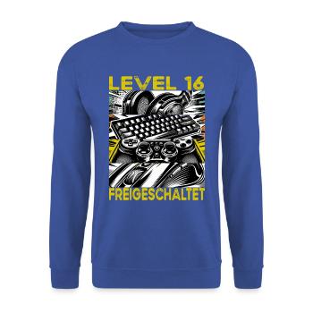 Niveau d’anniversaire 16 Jeux et joueurs débloqués - Sweat-shirt Unisexe - bleu royal - Devant - Alina (178cm) & Michal (187cm)