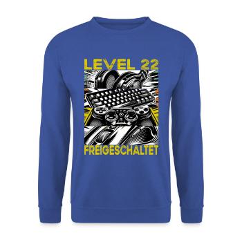 Niveau d’anniversaire 22 Jeux débloqués et joueurs - Sweat-shirt Unisexe - bleu royal - Devant - Alina (178cm) & Michal (187cm)