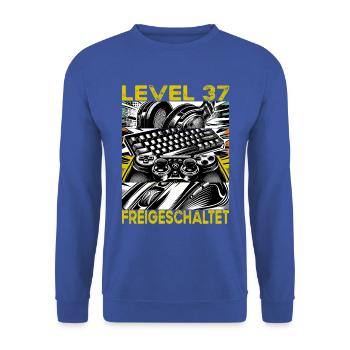 Birthday Level 37 Unlocked Gaming & Gamblers - Unisex Sweatshirt - royal blue - Front - Alina (178cm) & Michal (187cm)