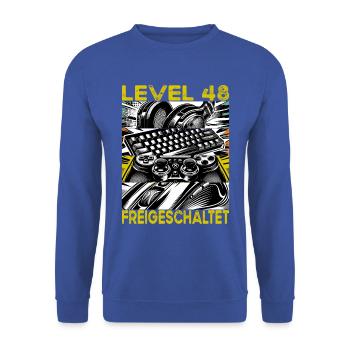 Birthday Level 48 Unlocked Gaming & Gaming - Unisex Sweatshirt - royal blue - Front - Alina (178cm) & Michal (187cm)