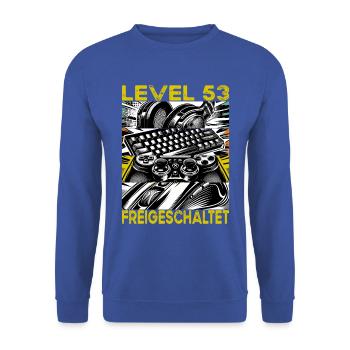 Birthday Level 53 Unlocked Gaming & Gaming - Unisex Sweatshirt - royal blue - Front - Alina (178cm) & Michal (187cm)