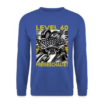 Geburtstag Level 60 freigeschaltet Gaming & Zocker - Unisex Pullover - Royalblau - Vorne - Alina (178cm) & Michal (187cm)