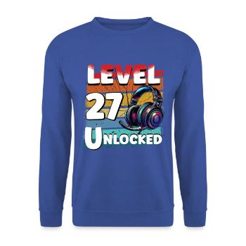 Gaming Birthday Level 27 Unlocked Gamer - Unisex Sweatshirt - royal blue - Front - Alina (178cm) & Michal (187cm)
