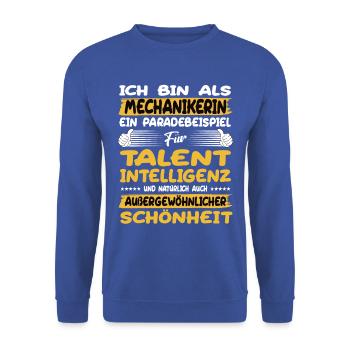 mechanic a prime example of talent - Unisex Sweatshirt - royal blue - Front - Alina (178cm) & Michal (187cm)
