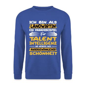 farmer a prime example of talent - Unisex Sweatshirt - royal blue - Front - Alina (178cm) & Michal (187cm)