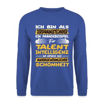 machining technician a prime example of talent - Unisex Sweatshirt - royal blue - Front - Alina (178cm) & Michal (187cm)