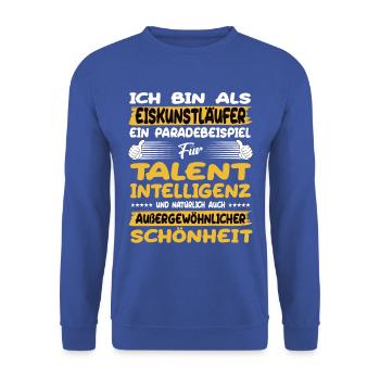 Eiskunstläufer ein Paradebeispiel Eiskunstlauf - Unisex Pullover - Royalblau - Vorne - Alina (178cm) & Michal (187cm)
