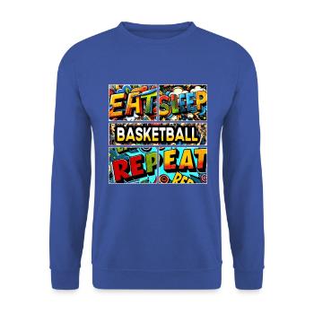 Eat sleep Basketball repeat - Unisex Sweatshirt - royal blue - Front - Alina (178cm) & Michal (187cm)