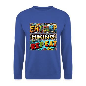 Eat sleep Hiking repeat - Unisex Sweatshirt - royal blue - Front - Alina (178cm) & Michal (187cm)