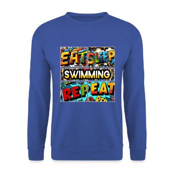 Eat sleep Swimming repeat - Unisex Sweatshirt - royal blue - Front - Alina (178cm) & Michal (187cm)