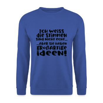 Ich weiß die Stimmen sind nicht echt aber - Unisex Pullover - Royalblau - Vorne - Alina (178cm) & Michal (187cm)