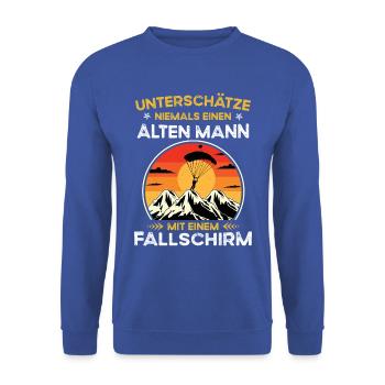 Never underestimate old man with parachute - Unisex Sweatshirt - royal blue - Front - Alina (178cm) & Michal (187cm)