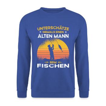 Ne sous-estimez jamais la pêche du vieil homme - Sweat-shirt Unisexe - bleu royal - Devant - Alina (178cm) & Michal (187cm)
