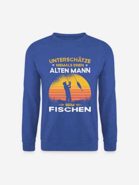 Unterschätze niemals alten Mann beim fischen - Unisex Pullover - Royalblau