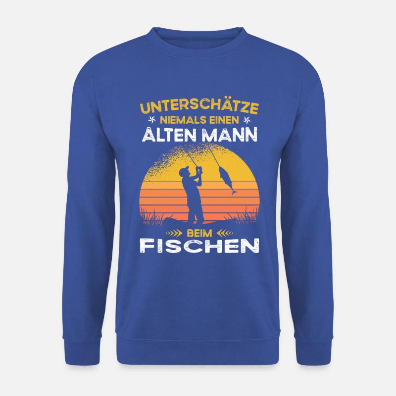 Unterschätze niemals alten Mann beim fischen - Unisex Pullover - Royalblau