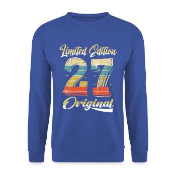 97 Years Birthday Vintage 1927 Limited Edition - Unisex Sweatshirt - royal blue - Front - Alina (178cm) & Michal (187cm)