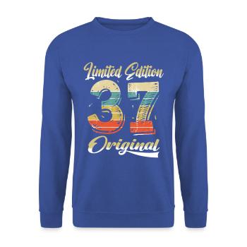 87 Anniversaire Vintage 1937 Edition Limitée - Sweat-shirt Unisexe - bleu royal - Devant - Alina (178cm) & Michal (187cm)