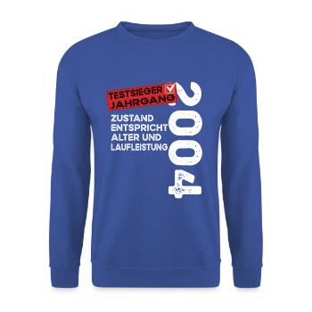 Vainqueur du test d’anniversaire de 20 ans Vintage 2004 - Sweat-shirt Unisexe - bleu royal - Devant - Alina (178cm) & Michal (187cm)