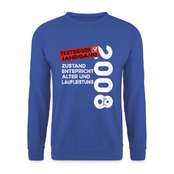 16 Jahre Geburtstag Testsieger Jahrgang 2008 - Unisex Pullover - Royalblau - Vorne - Alina (178cm) & Michal (187cm)