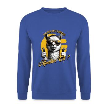 J’aime juste les alpagas - Sweat-shirt Unisexe - bleu royal - Devant - Alina (178cm) & Michal (187cm)