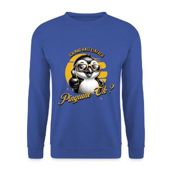 J’aime juste les pingouins - Sweat-shirt Unisexe - bleu royal - Devant - Alina (178cm) & Michal (187cm)